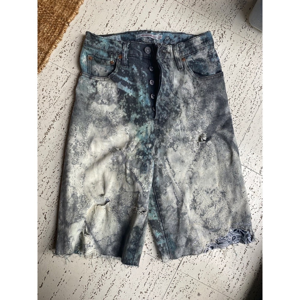 Levi’s Ribcage Straight Cut Off Shorts Custom Tye Dye Distressed